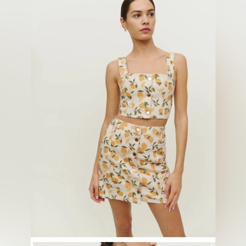 Reformation denim lemon bustier/tank sz 8